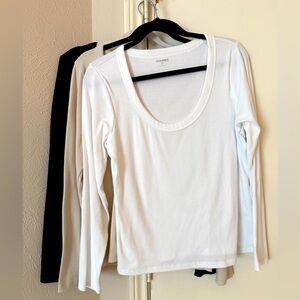 Set of 3 Old Navy Long Sleeve Tops - Ribbed, Scoop Neck, Cropped - XL